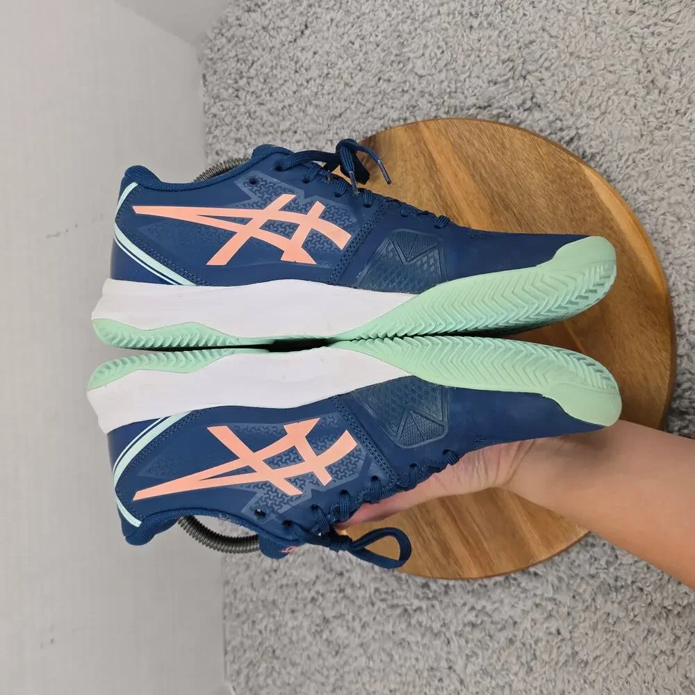 Asics Womens 10 Gel-Challenger 13 Clay Light Indigo Guava Tennis Court Shoe